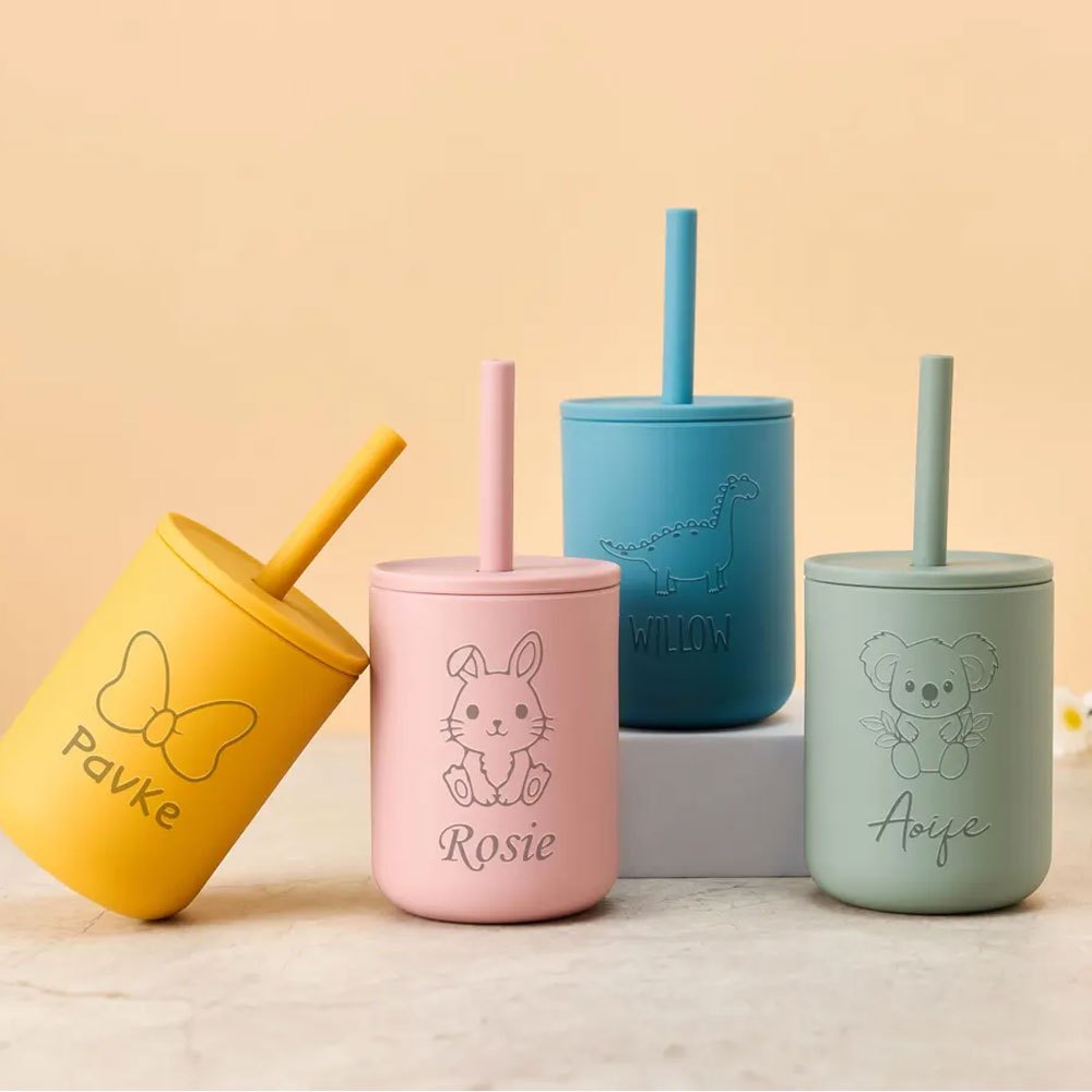 Baby Food Jars With Lids - Tazza con cannuccia in silicone personalizzabile